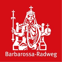 Logo Barbarossa-Radweg bike trail: white figure on red ground