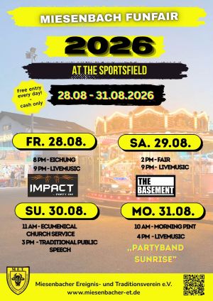 Poster of the Miesenbach Funfair listing the program