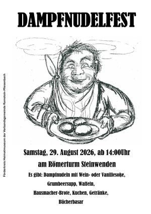 Poster of the Yeast Dumpling Fest in Steinwenden - male person eating yeast dumplings