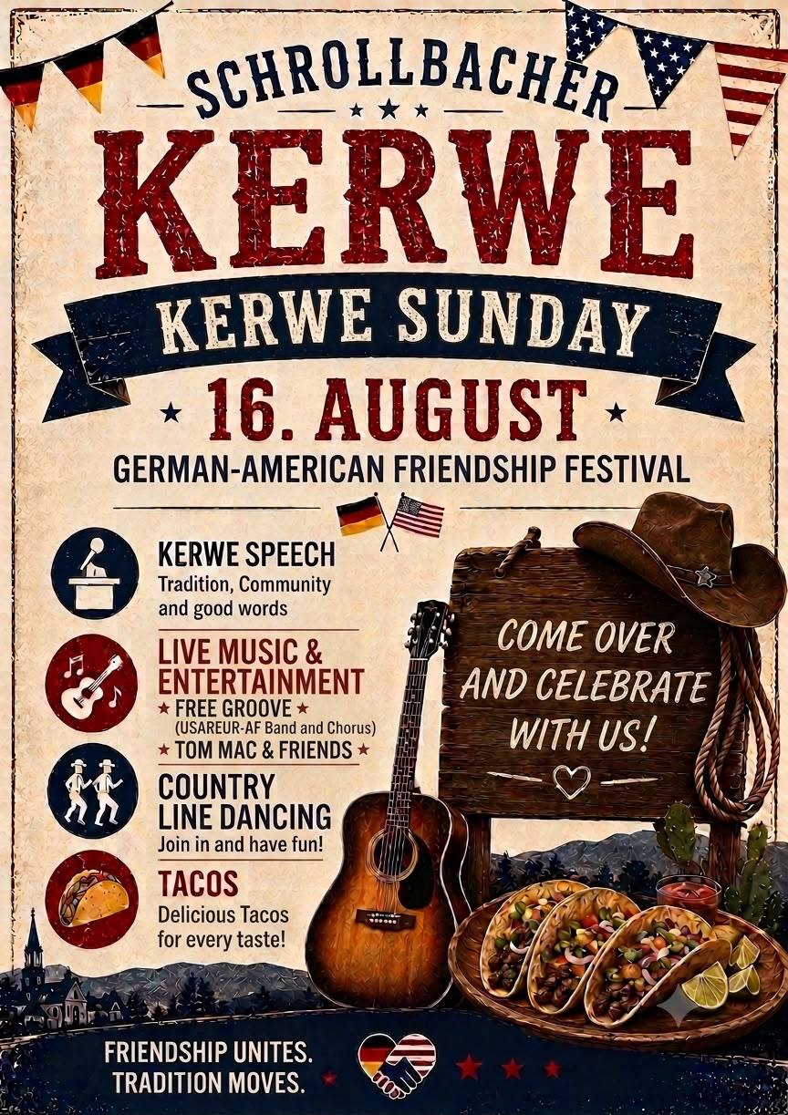 Poster advertising German American Friendship festival in Schrollbach